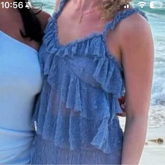 Sheer Blue Ruffled Blouse - Picture 4 of 5